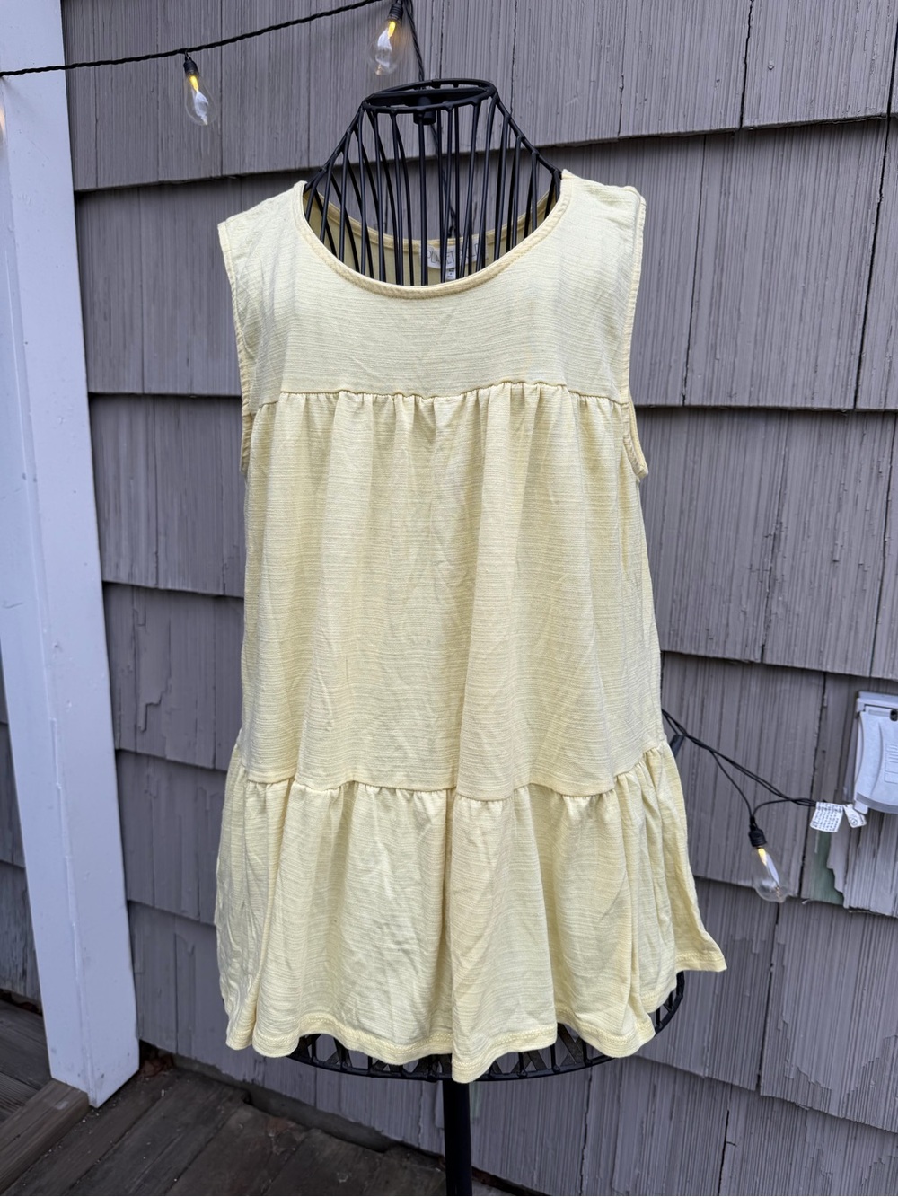 Planet Gold Pale Yellow Sleeveless Tiered Tunic